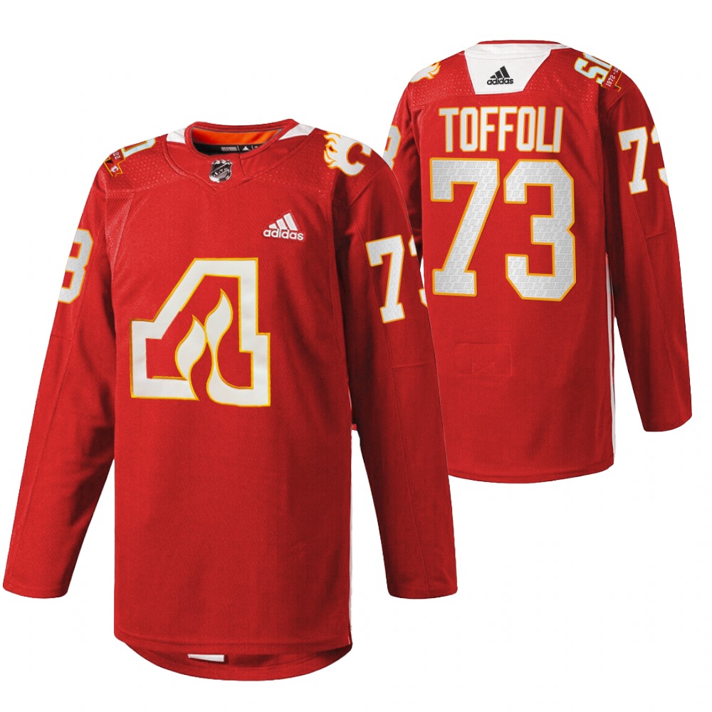 Calgary Flames Tyler Toffoli Red 2022 50th Anniversary Warm-Up Jersey