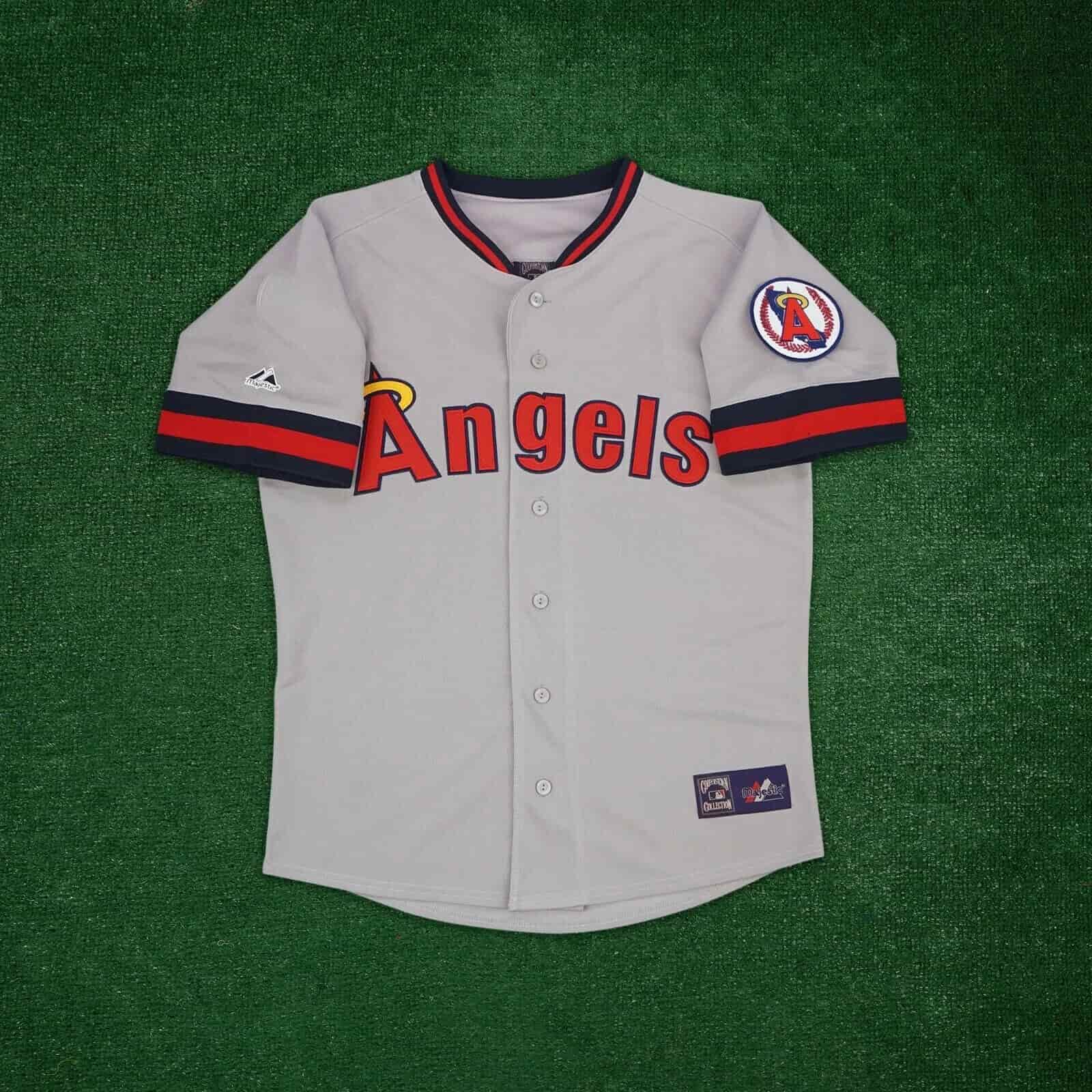 California Angels Men's Cooperstown Throwback Grey Road Jersey w Team Patch