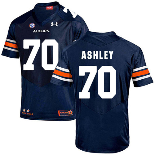 Calvin Ashley Auburn Tigers Men's Jersey - #70 NCAA Navy Blue Stitched Authentic