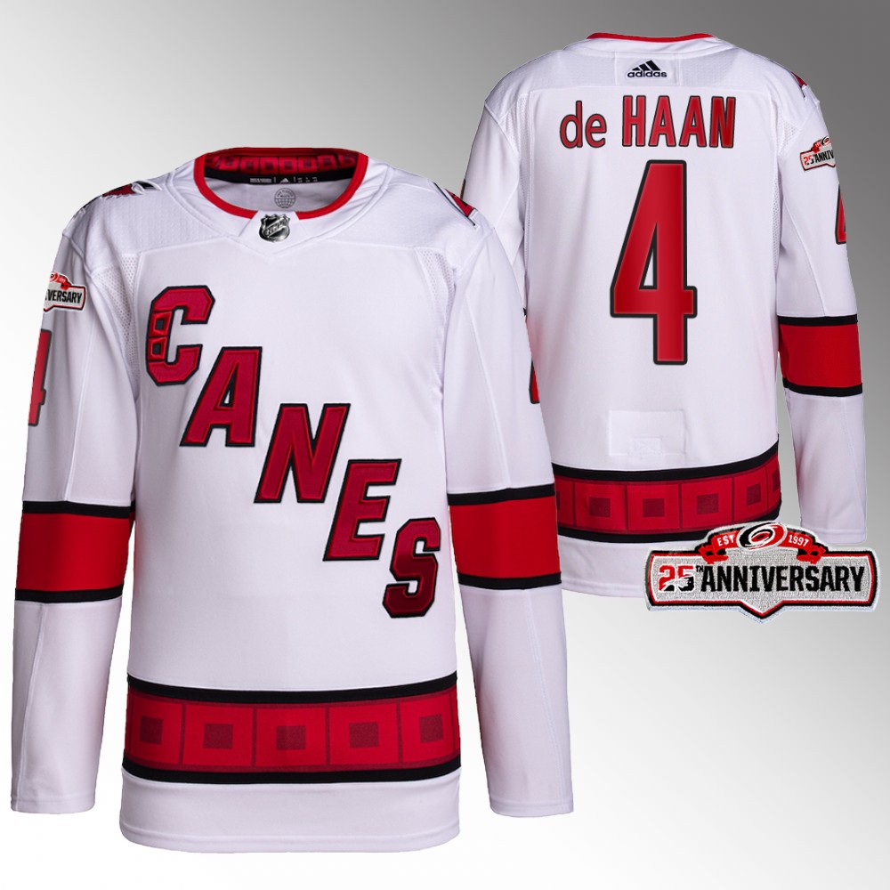Calvin de Haan 2022-23 Carolina Hurricanes White Authentic Away Jersey