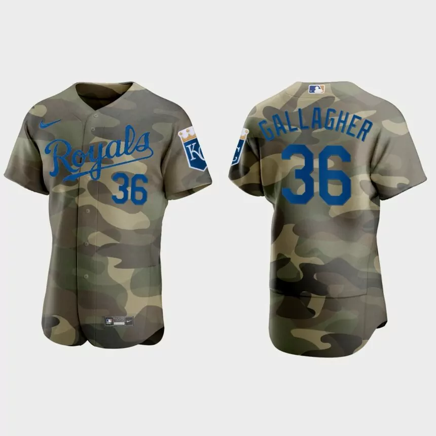 Cam Gallagher Kansas City Royals 2021 National Armed Forces Day Authentic Jersey – Camo