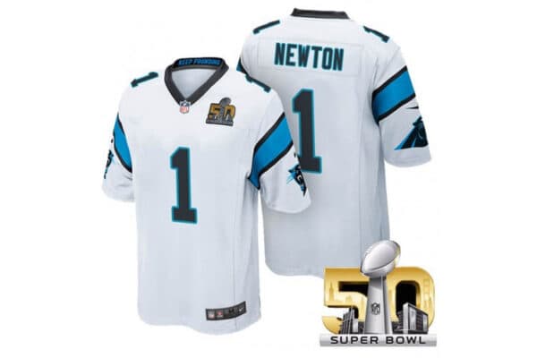 Cam Newton Carolina Panthers Super Bowl 50 White Jersey – All Stitched