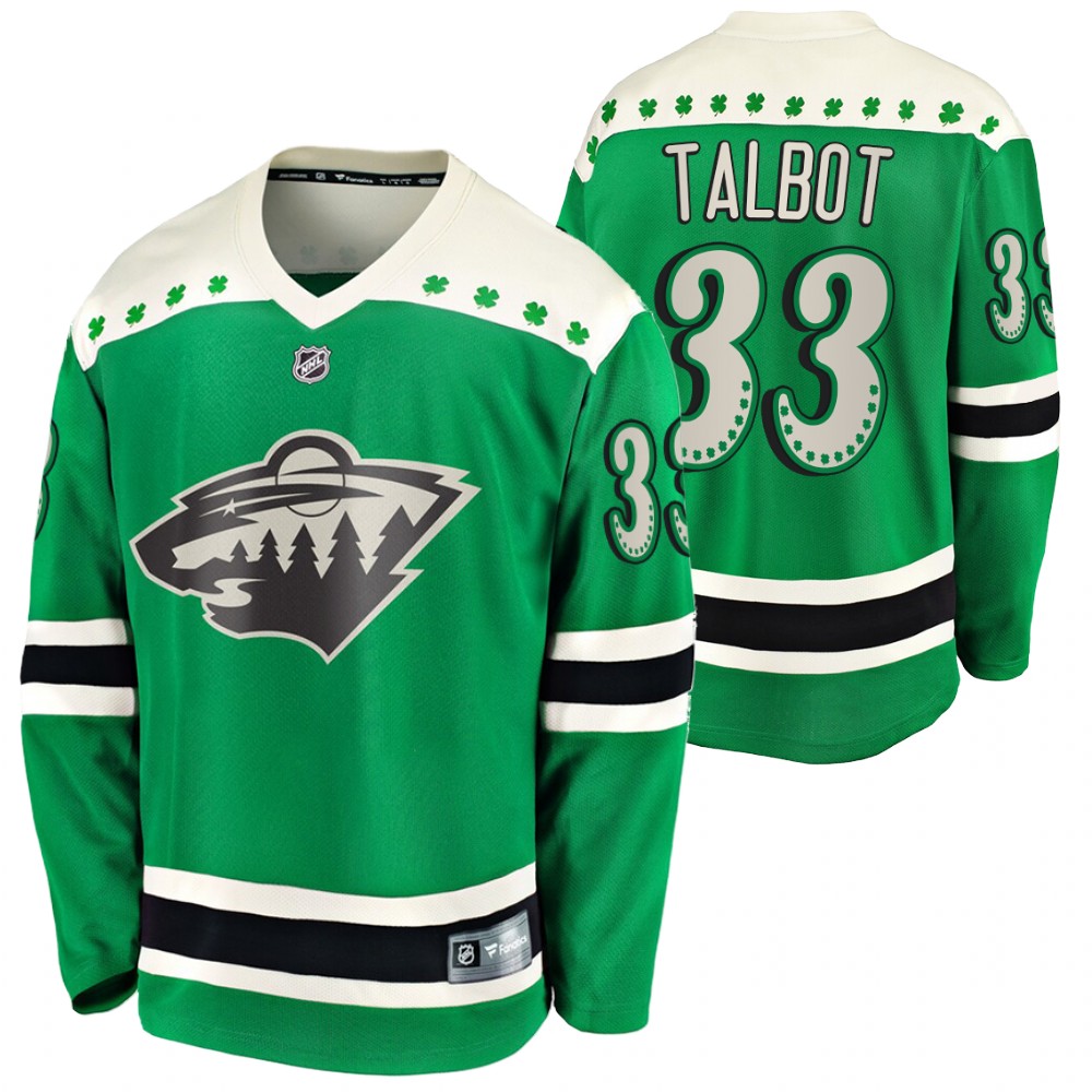 Cam Talbot Wild 2021 St Patricks Day Green #33 Jersey