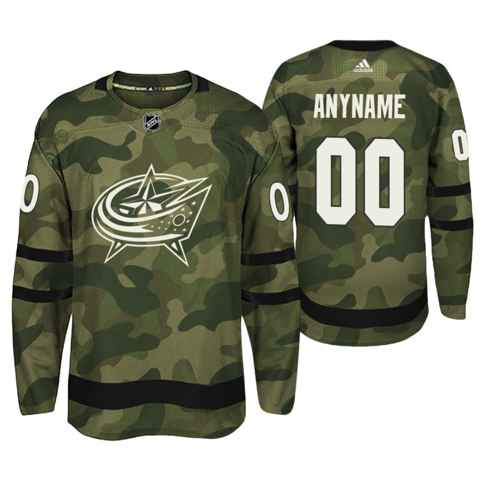 Camo Blue Jackets Armed Special Forces Authentic Player Jersey