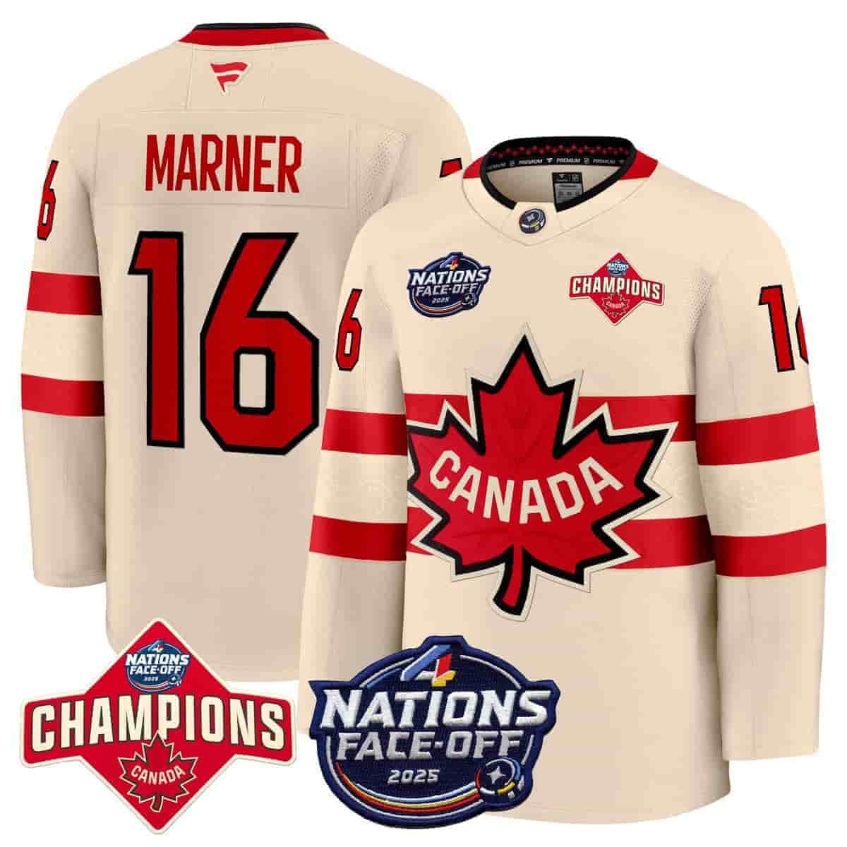 Canada 4 Nations Face-Off 2025 Champions Premium  Jersey - All Stitched Cream Cale Makar 16