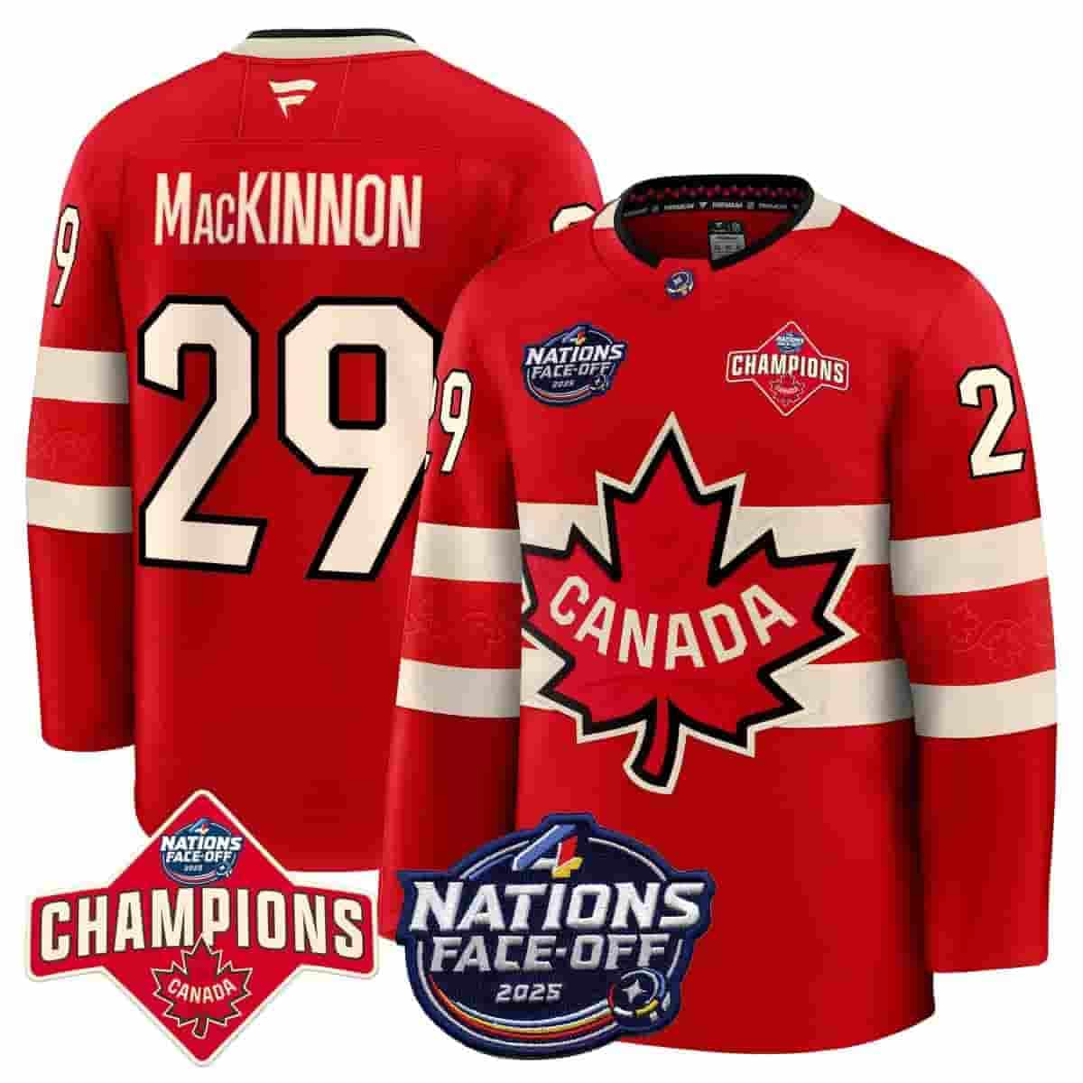 Canada 4 Nations Face-Off 2025 Premium Custom Jersey - All Stitched red Nathan MacKinnon 29