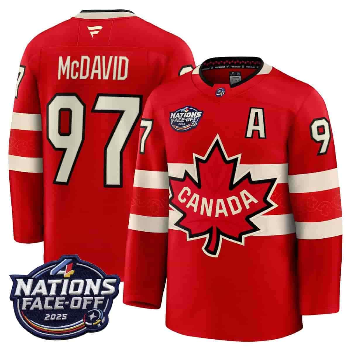 Canada 4 Nations Face-Off 2025 Premium Jersey - All Stitched  Connor McDavid 97