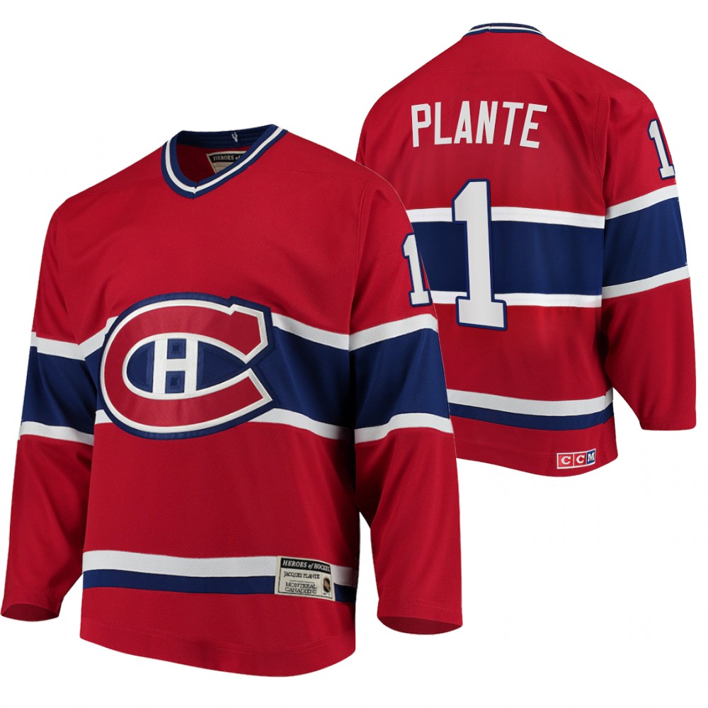 Canadiens #1 Jacques Plante Heroes of Hockey Authentic Throwback Jersey Red