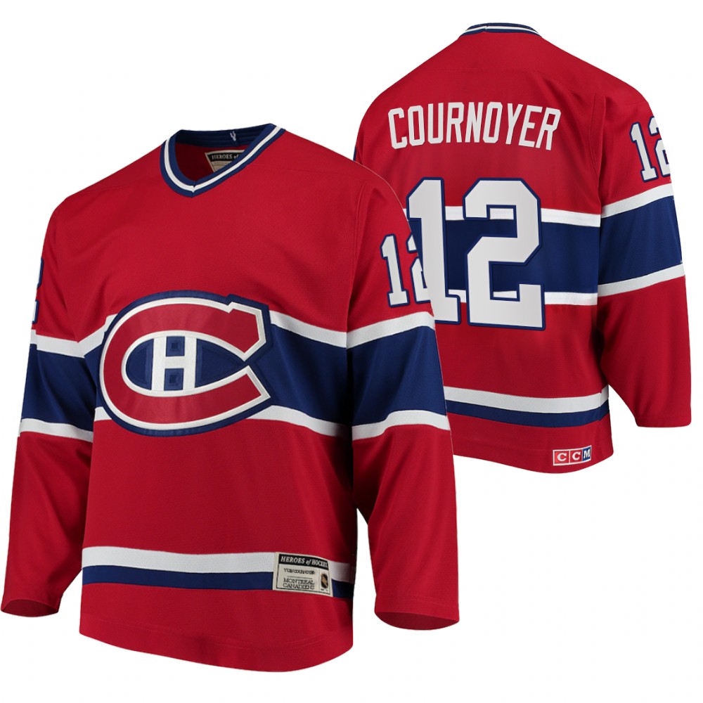 Canadiens #12 Yvan Cournoyer Heroes of Hockey Authentic Throwback Jersey Red