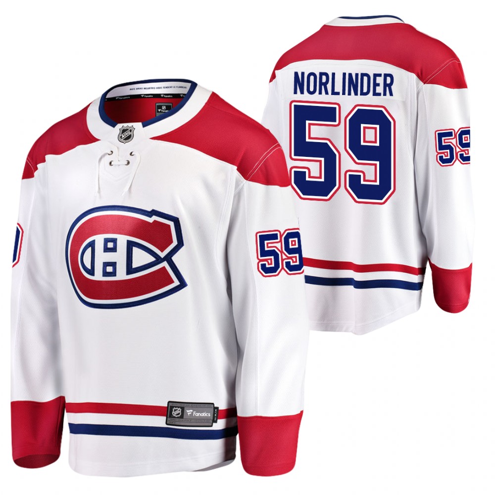 Canadiens #59 Mattias Norlinder White 2021-22 Away Jersey