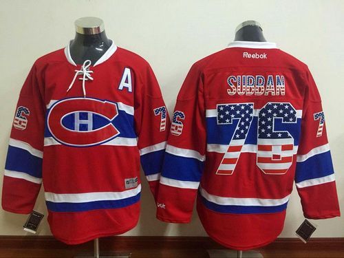 Canadiens #76 P.K Subban Red USA Flag Fashion Stitched NHL Jersey