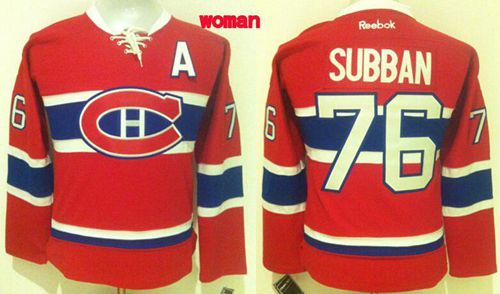 Canadiens #76 P.K Subban Red Women's Home Stitched NHL Jersey