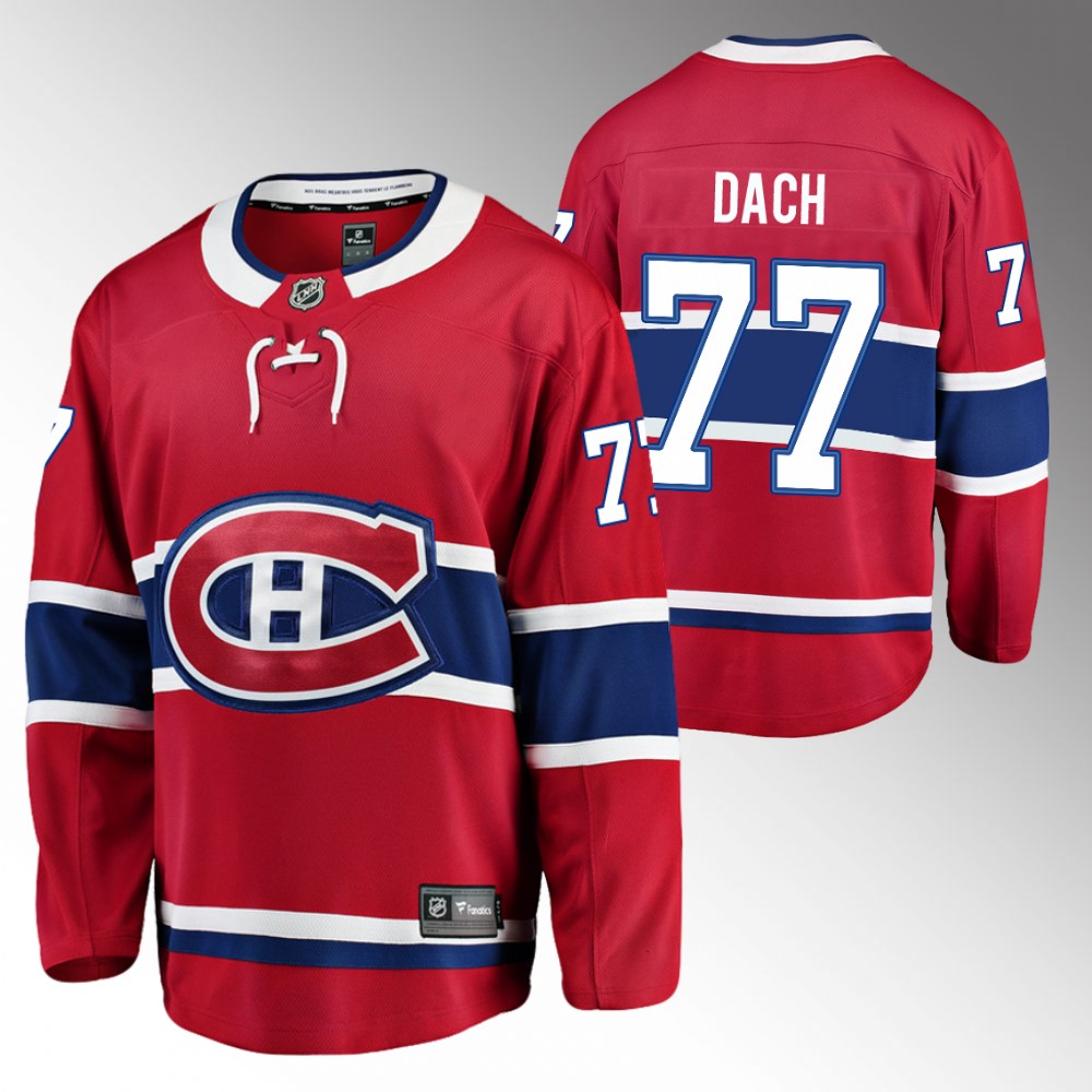 Canadiens #77 Kirby Dach Red 2022 Home Jersey