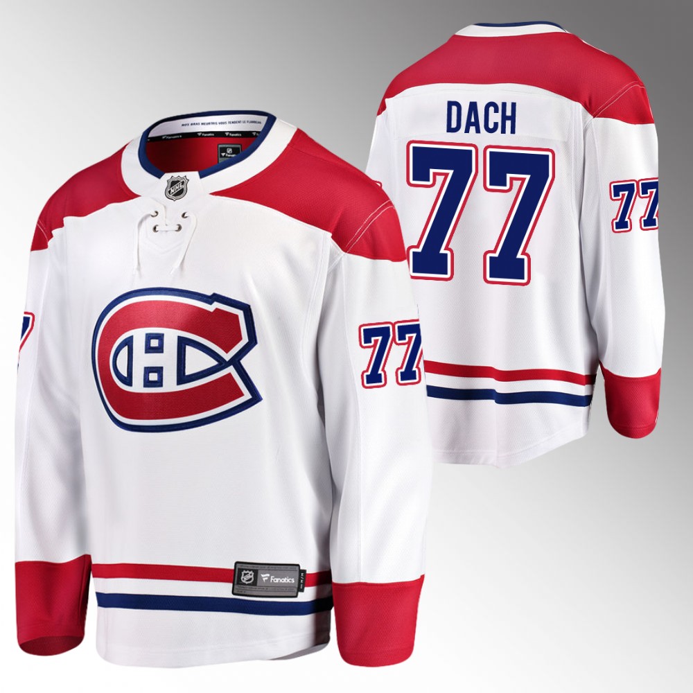 Canadiens #77 Kirby Dach White 2022 Away Jersey