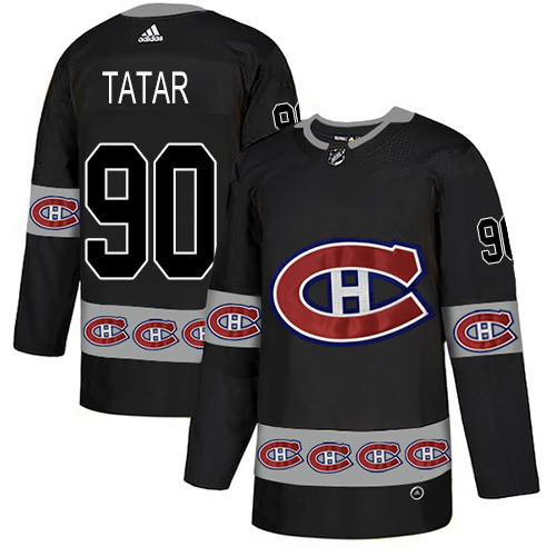 Canadiens #90 Tomas Tatar Black Authentic Team Logo Fashion Stitched Hockey Jersey