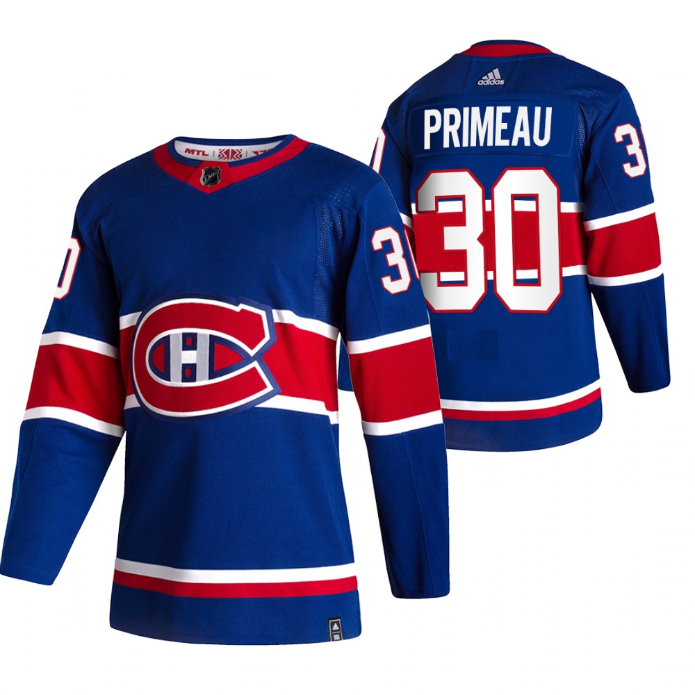 Canadiens 2021 Reverse Retro #30 Cayden Primeau Royal Jersey Special Edition Authentic