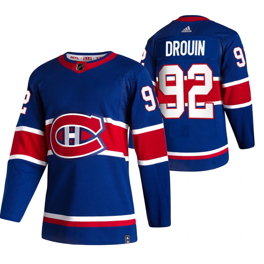 Canadiens 2021 Reverse Retro #92 Jonathan Drouin Royal Jersey Special Edition Authentic