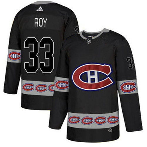 Canadiens 33 Patrick Roy Black Team Logos Fashion Adidas Jersey