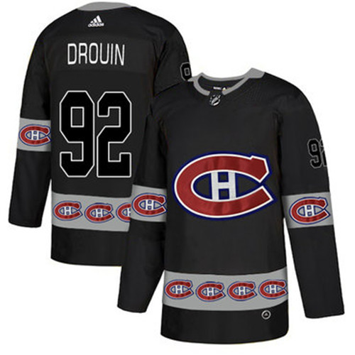 Canadiens 92 Jonathan Drouin Black Team Logos Fashion Adidas Jersey