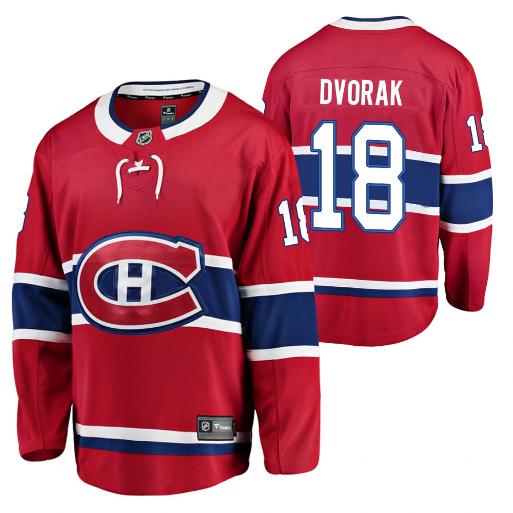 Canadiens Christian Dvorak #18 Red Home 2021-22 Jersey