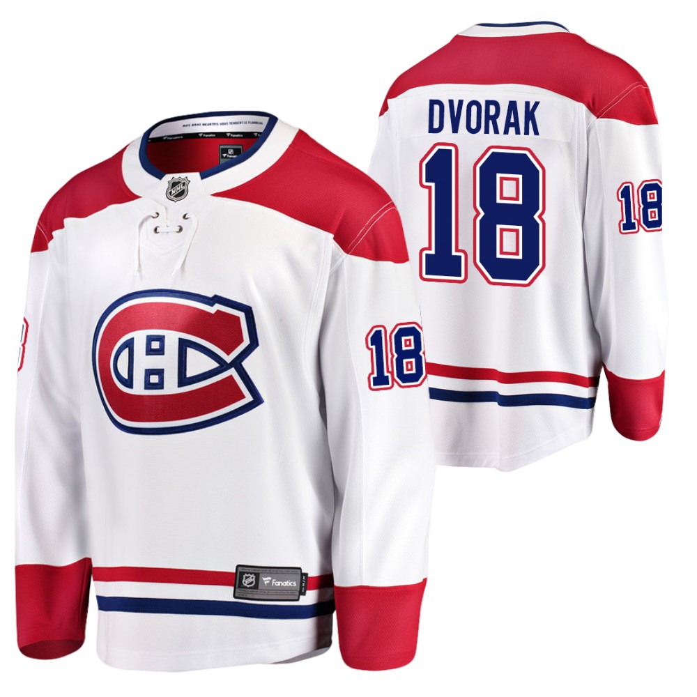 Canadiens Christian Dvorak #18 White Away 2021-22 Jersey