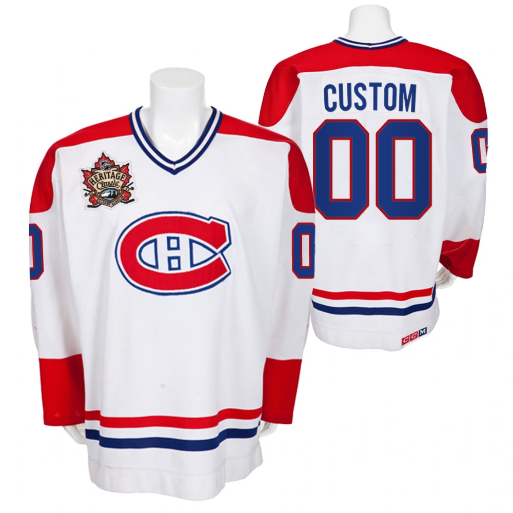 Canadiens Custom White Heritage Classic Vintage Men Jersey