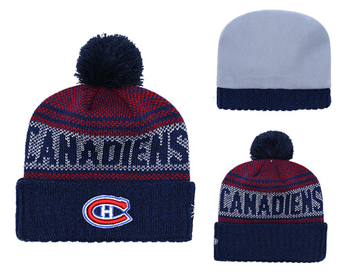 Canadiens Fresh Logo Navy Pom Knit Hat YD