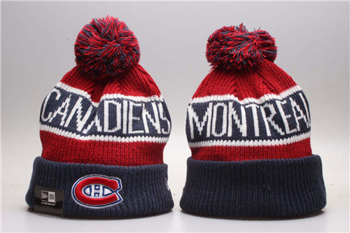 Canadiens Fresh Logo Navy Pom Knit Hat YP