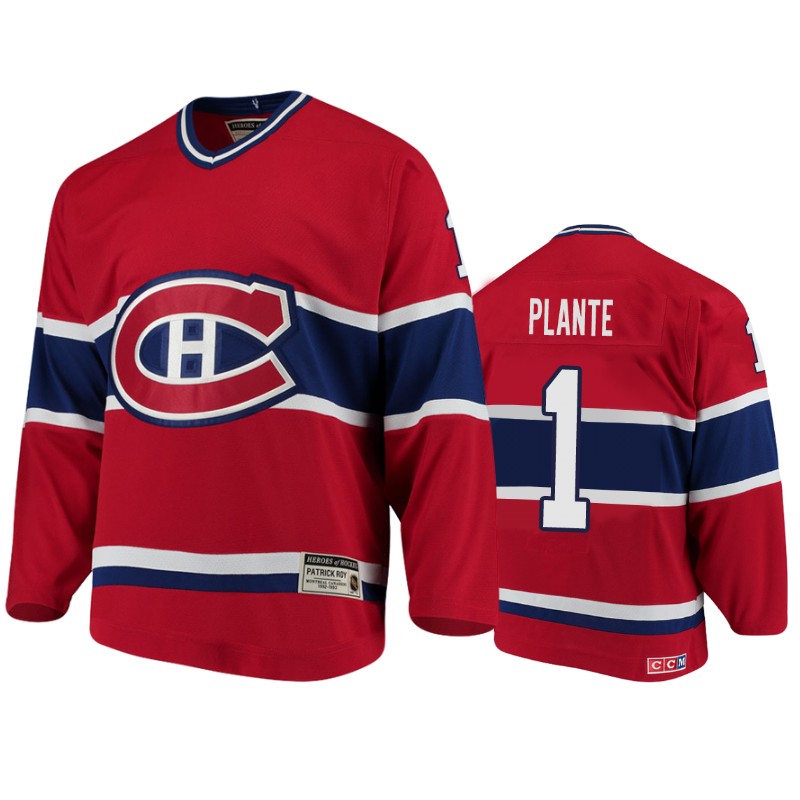 Canadiens Jacques Plante Red Heroes of Hockey Throwback Jersey