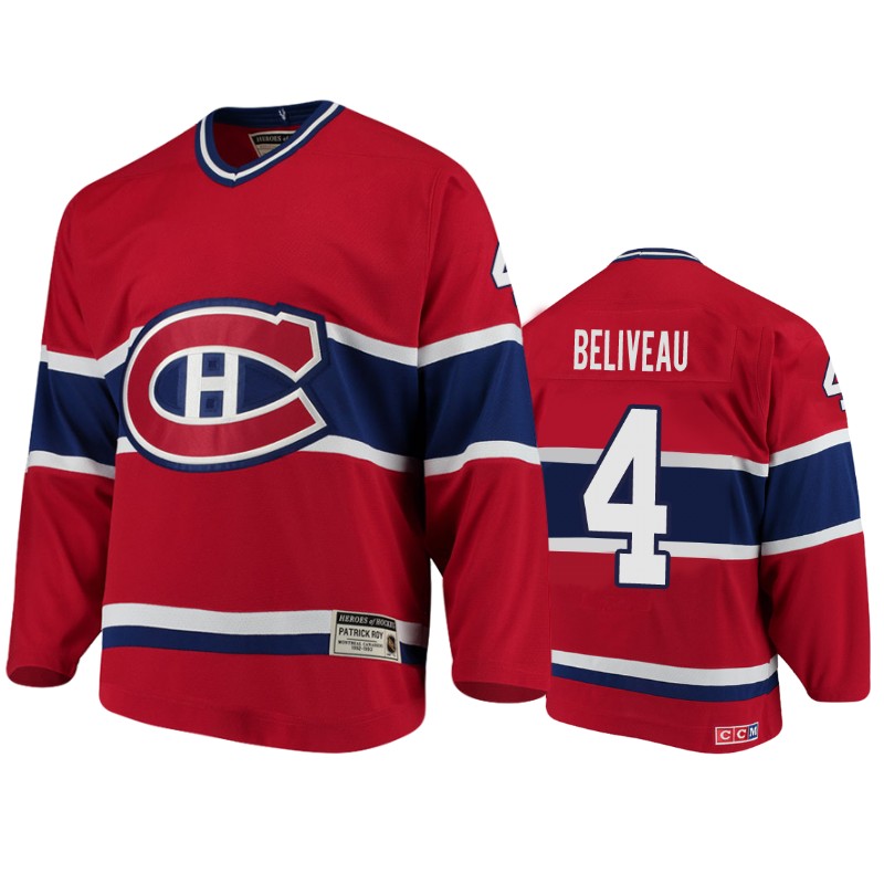 Canadiens Jacques Plante Red Heroes of Hockey Throwback Jersey Stitched