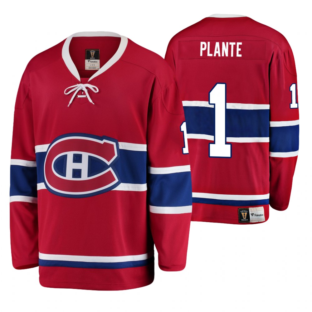 Canadiens Jacques Plante Red Premier Breakaway Player Heritage Jersey