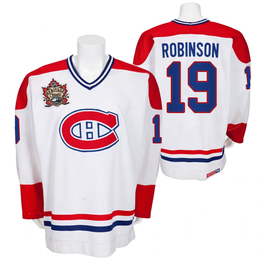 Canadiens Larry Robinson White Heritage Classic Vintage Men Jersey