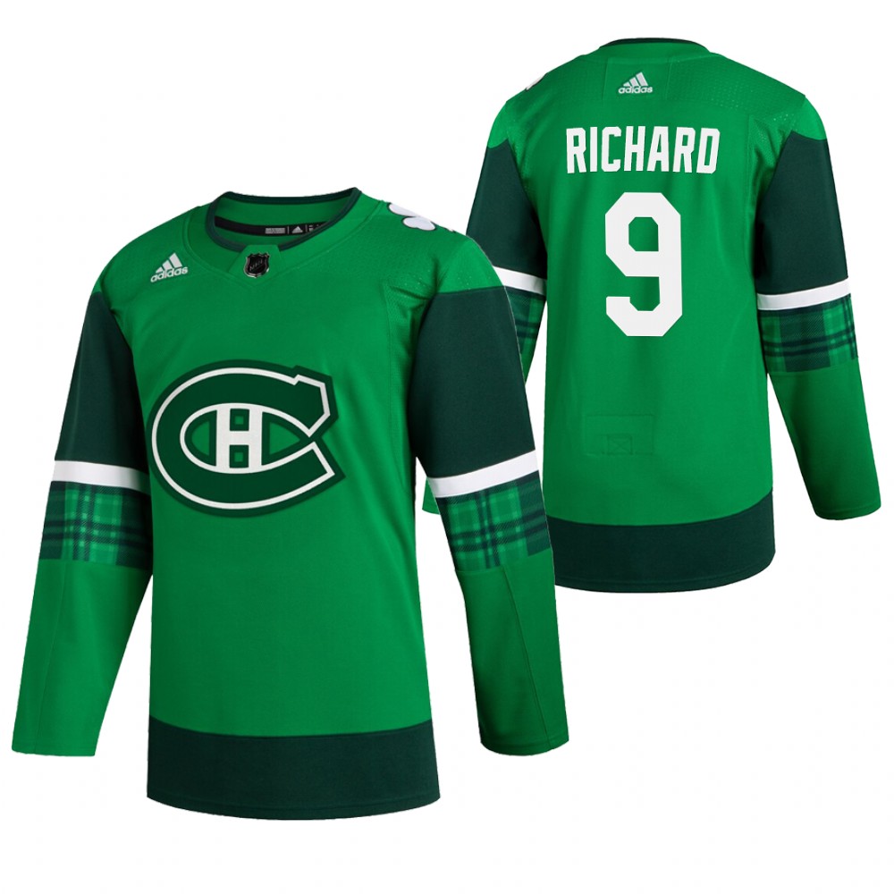 Canadiens Maurice Richard 2020 St. Patrick's Day Green #9 Jersey Authentic Player