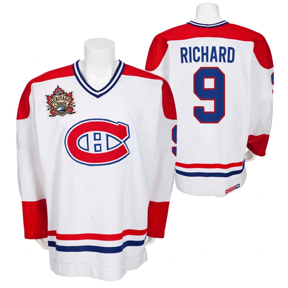 Canadiens Maurice Richard White Heritage Classic Vintage Men Jersey