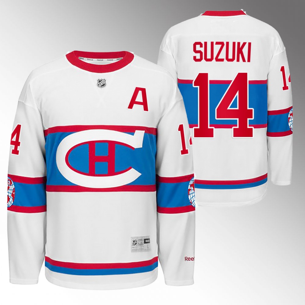 Canadiens Nick Suzuki White Winter Classic 2016 Throwback Jersey
