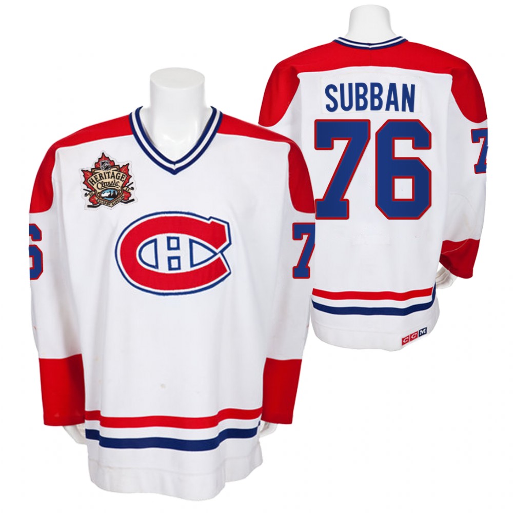 Canadiens P.K. Subban White Heritage Classic Vintage Men Jersey