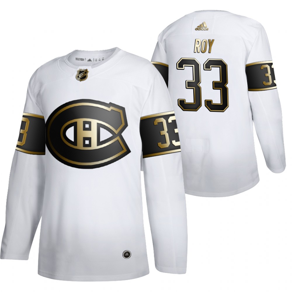 Canadiens Patrick Roy Men's Retired White Golden Edition Jersey