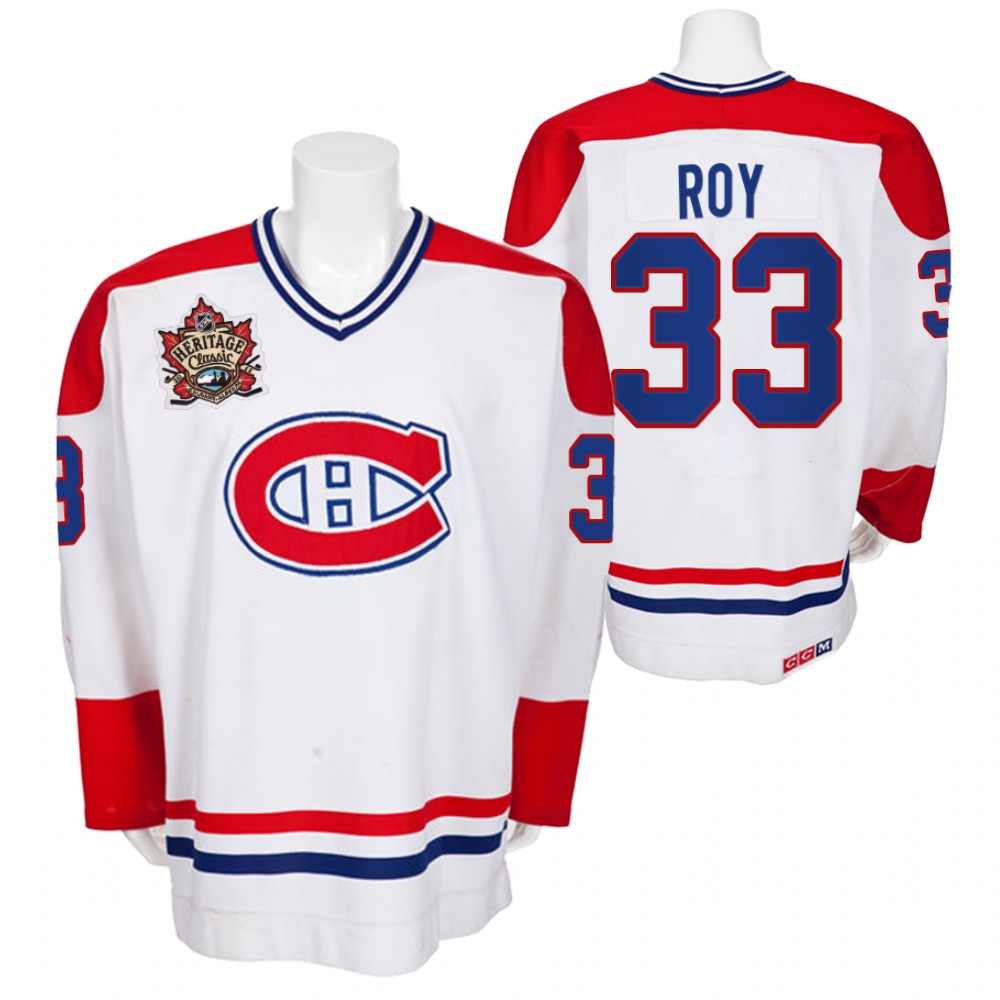 Canadiens Patrick Roy White Heritage Classic Vintage Men Jersey