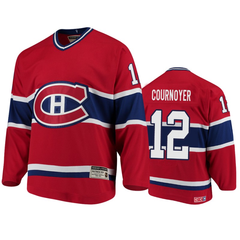 Canadiens Yvan Cournoyer Red Heroes of Hockey Throwback Jersey