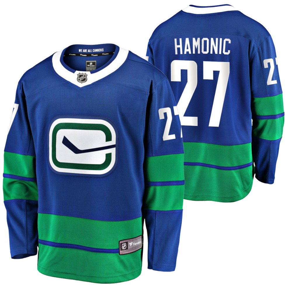 Canucks #27 Travis Hamonic Blue 2020-21 Alternate Jersey