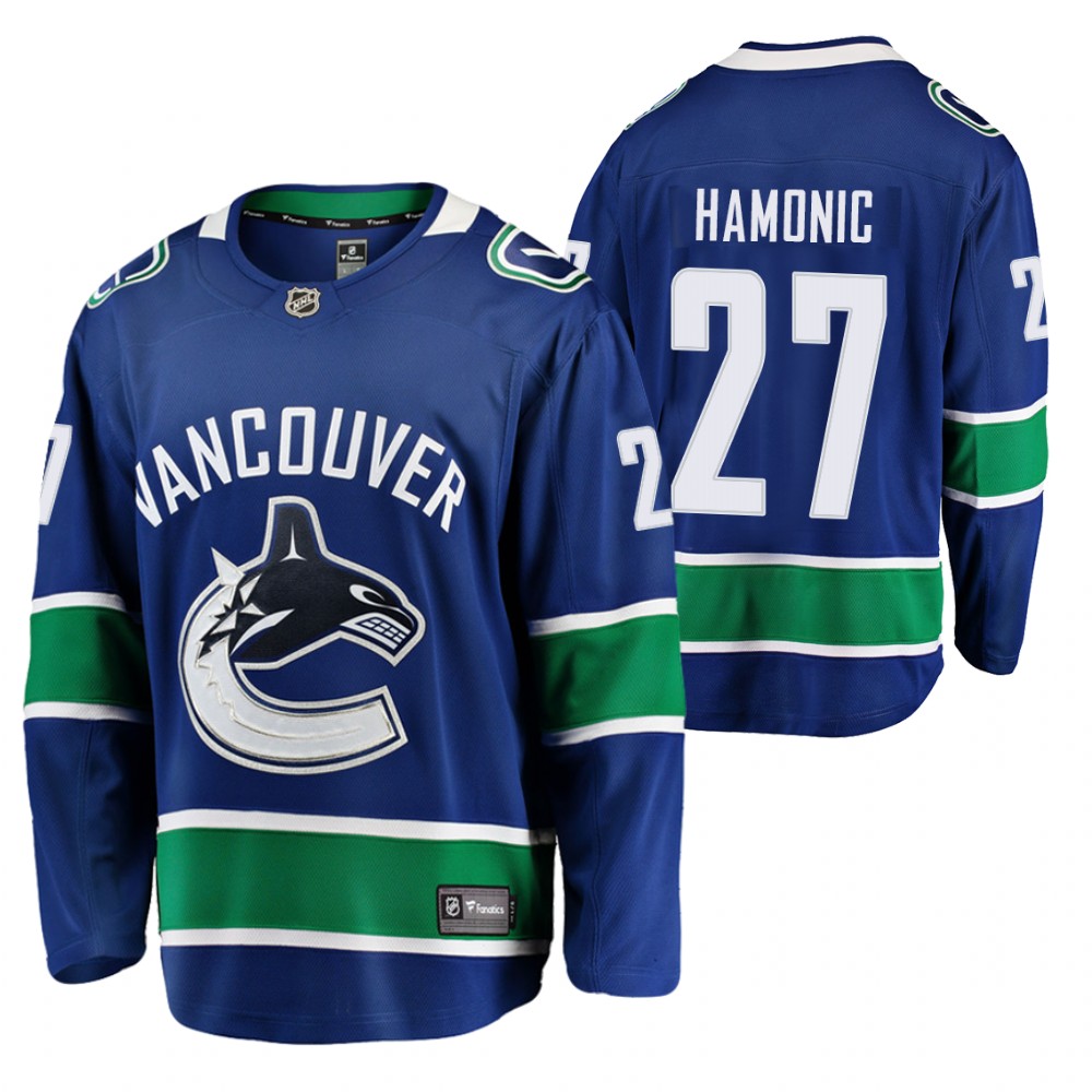 Canucks #27 Travis Hamonic Blue 2020-21 Home Jersey