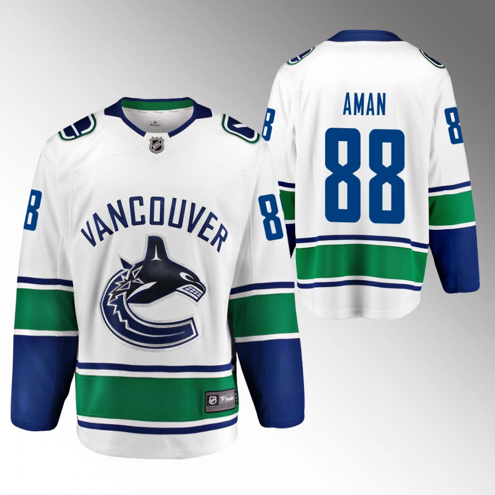 Canucks #88 Nils Aman White Away Jersey