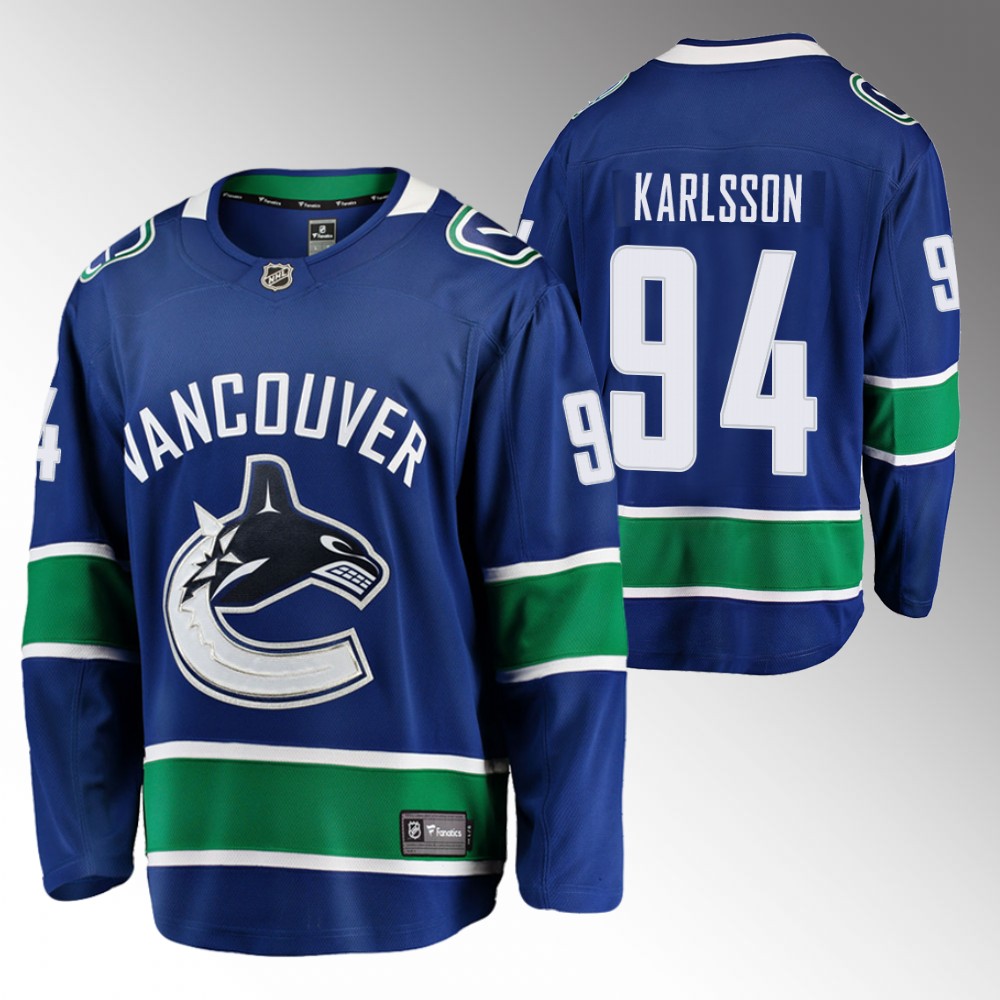 Canucks #94 Linus Karlsson Blue Home Jersey