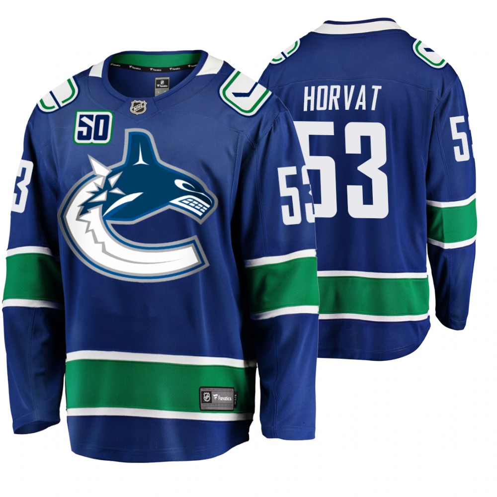 Canucks Bo Horvat Blue Home Breakaway 50th Anniversary Player Jersey