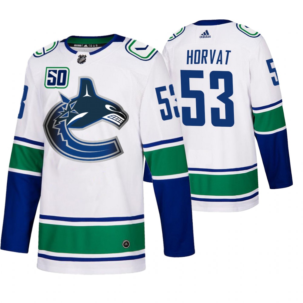 Canucks Bo Horvat White Away 50th Anniversary Authentic Jersey