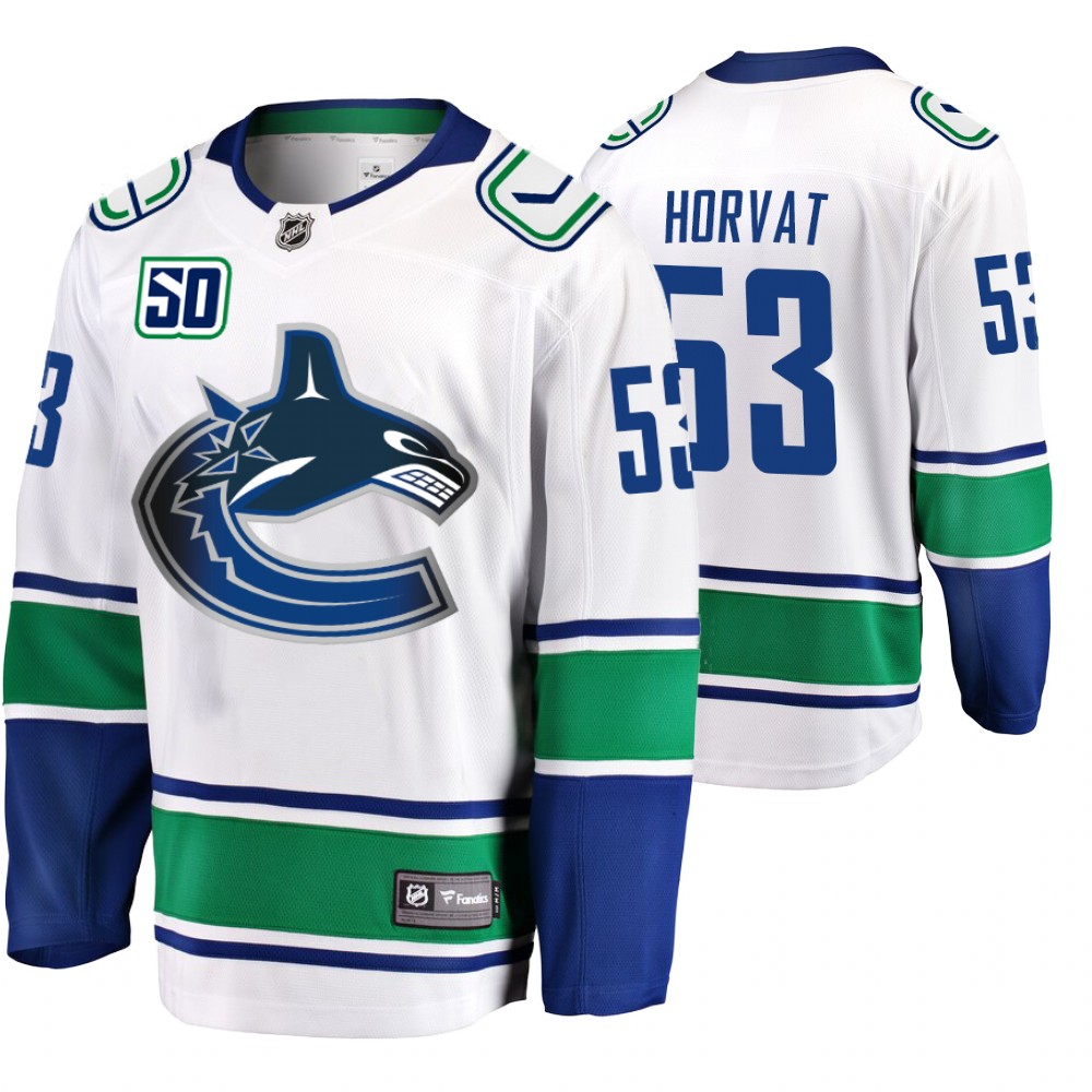 Canucks Bo Horvat White Away Breakaway 50th Anniversary Player Jersey