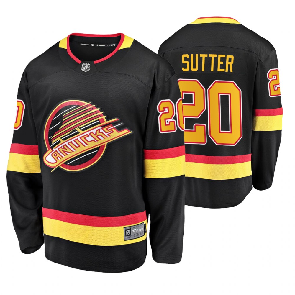 Canucks Brandon Sutter Black Flying Skate Premier Breakaway Jersey