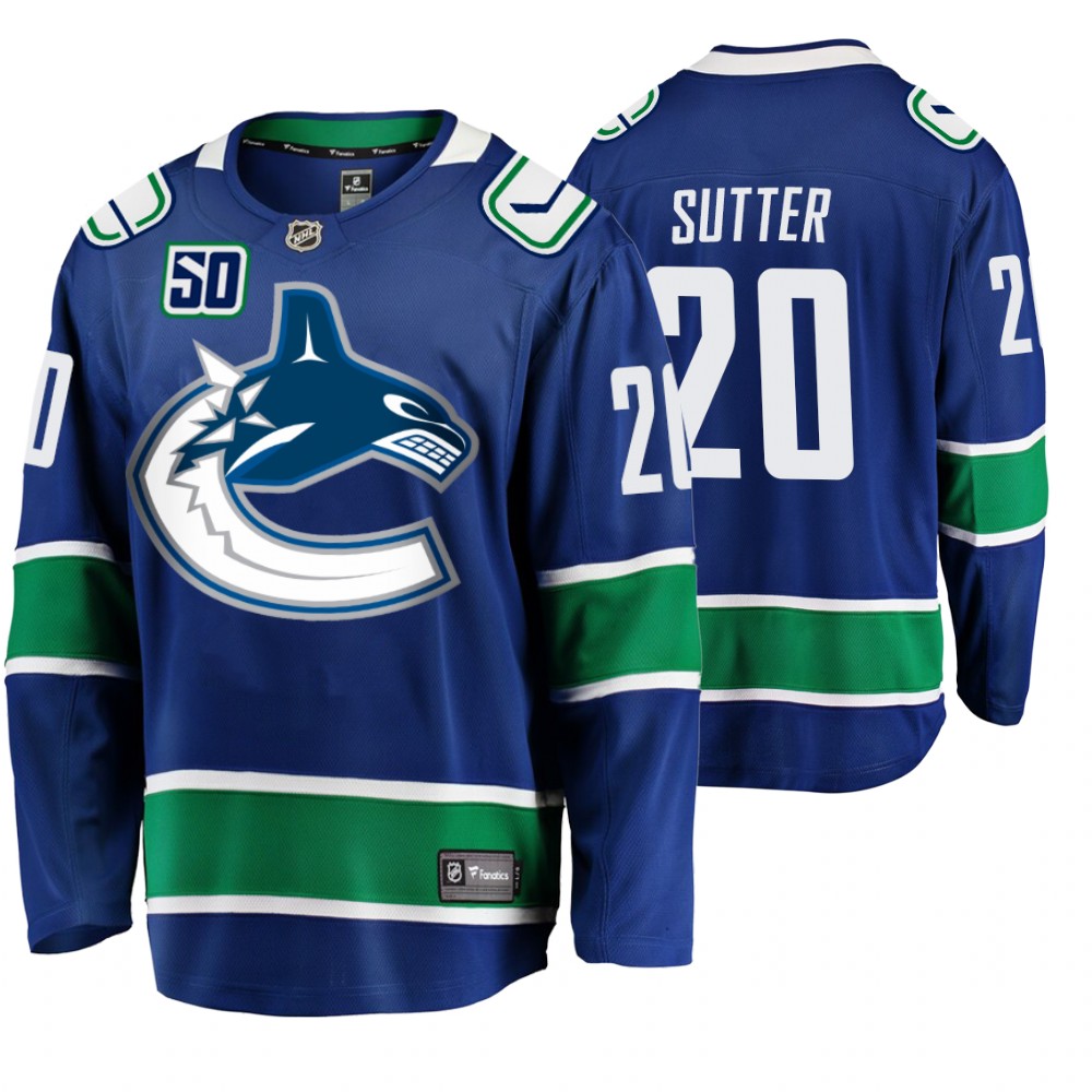 Canucks Brandon Sutter Blue Home Breakaway 50th Anniversary Player Jersey