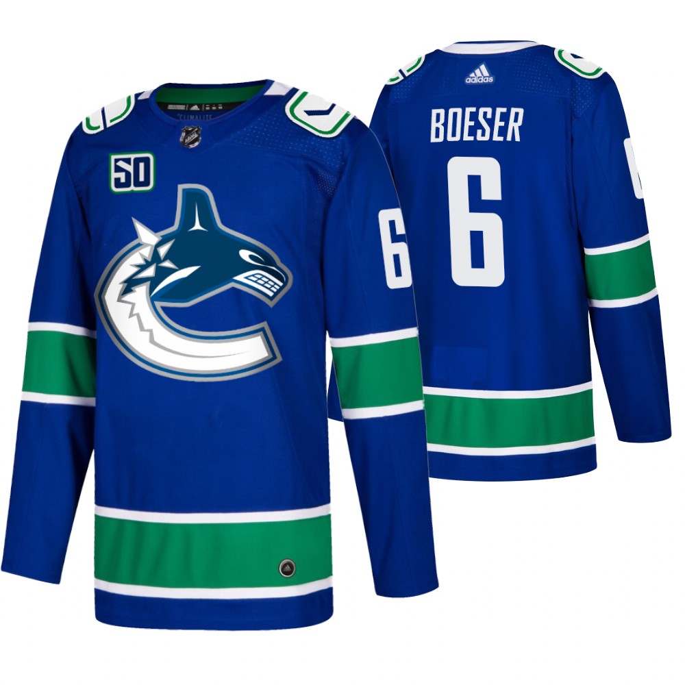 Canucks Brock Boeser Blue Home 50th Anniversary Authentic Jersey