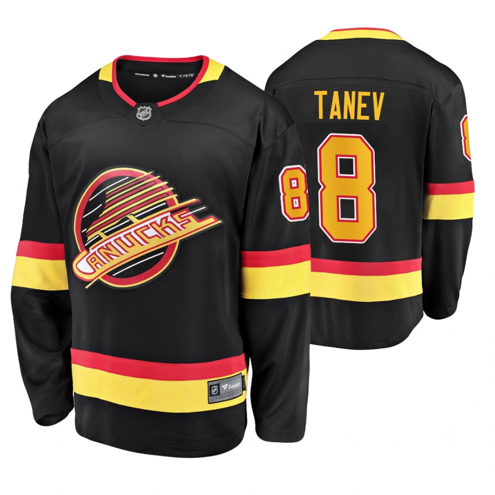 Canucks Christopher Tanev Black Flying Skate Premier Breakaway Jersey